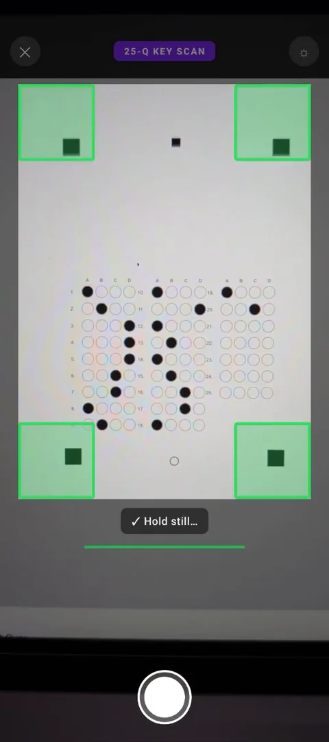 Scanning a key sheet with the camera, corner markers detected